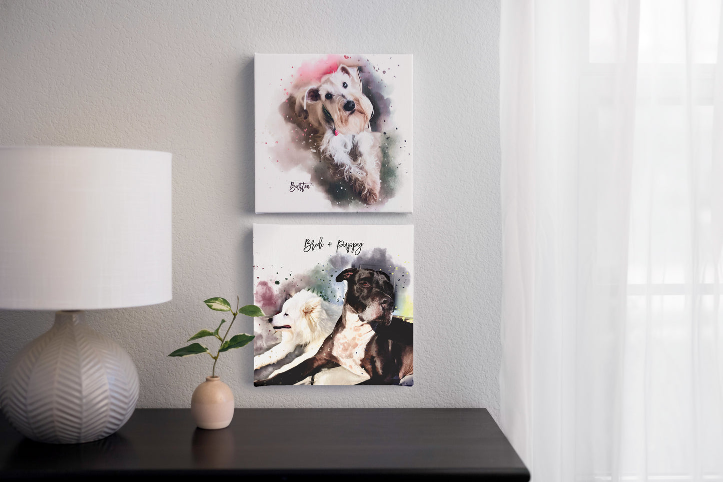 Digital Pet Painting Printed on Gallery Wrapped Canvas